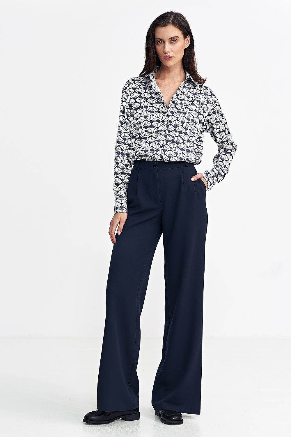 Women's Relaxed Fit Trousers with Decorative Pleats and Wide Leg Style - INDIEZ COUTURE