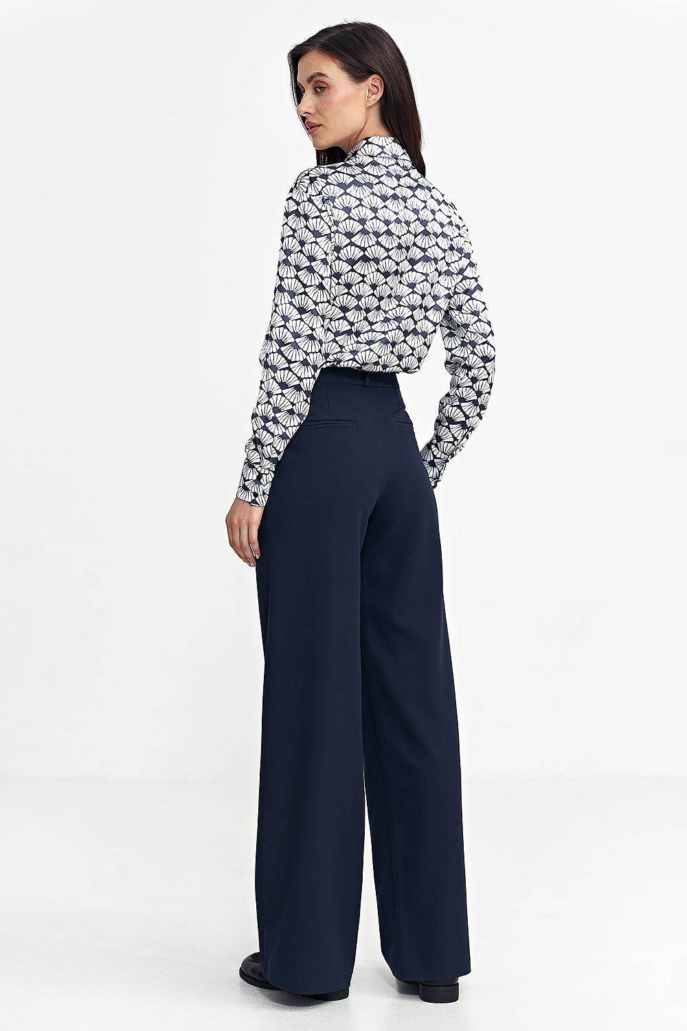 Women's Relaxed Fit Trousers with Decorative Pleats and Wide Leg Style - INDIEZ COUTURE