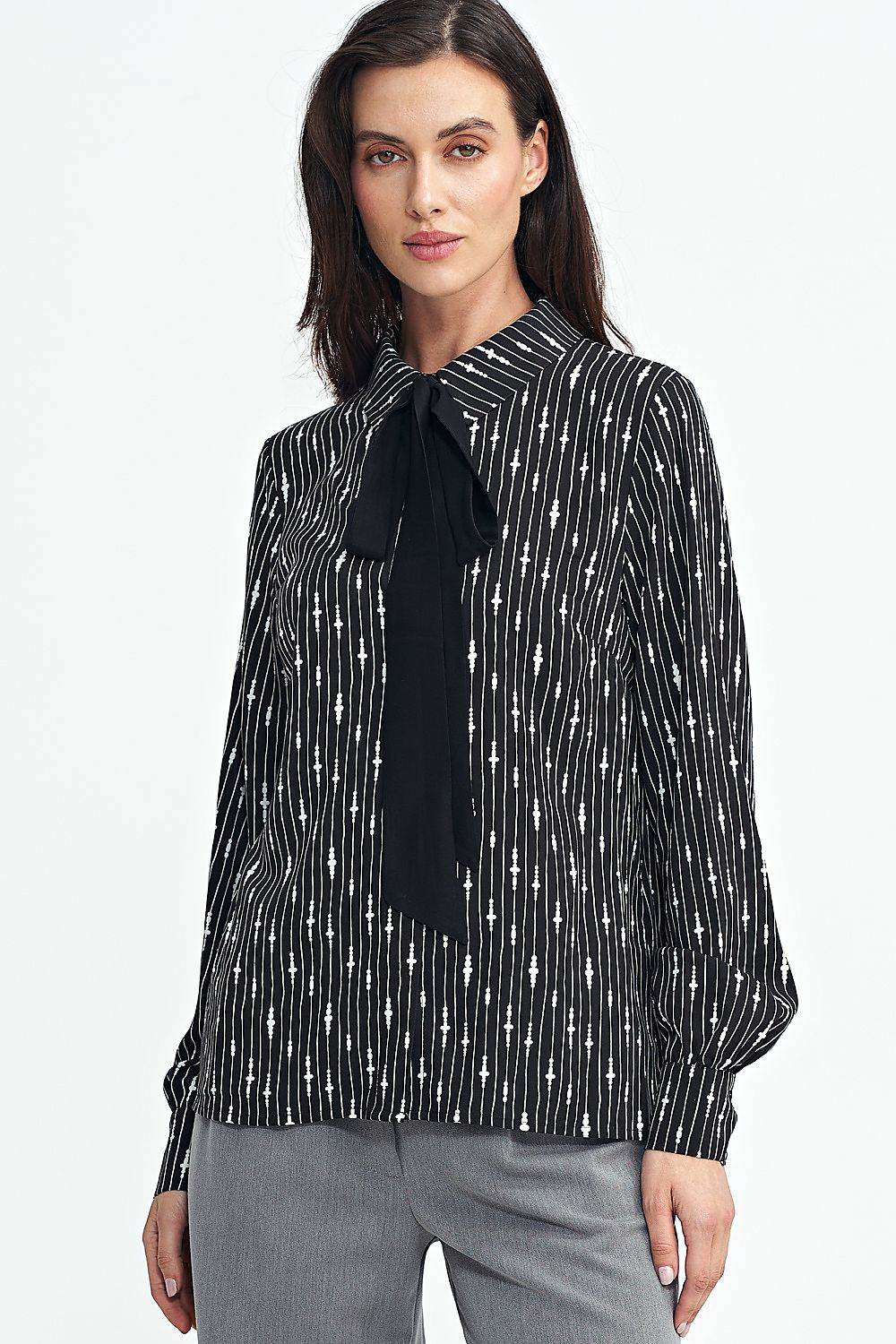 Unique Long Sleeve Viscose Shirt with Classic Collar and Black Sash - INDIEZ COUTURE