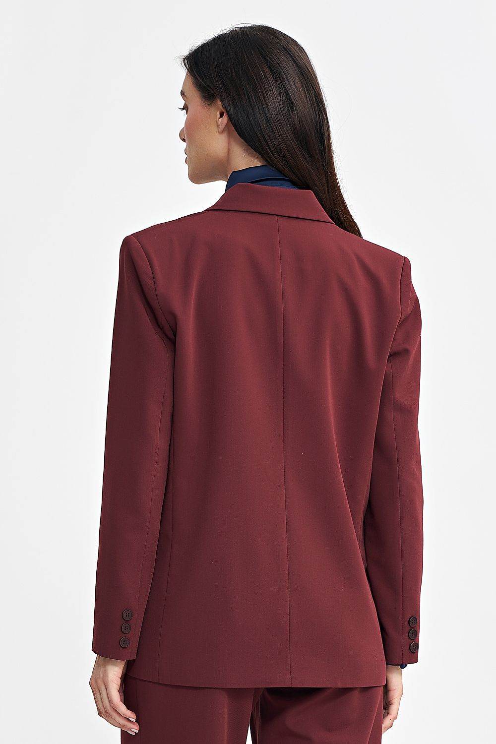 Oversized Blazer with Striped Fabric and Shoulder Pads - INDIEZ COUTURE