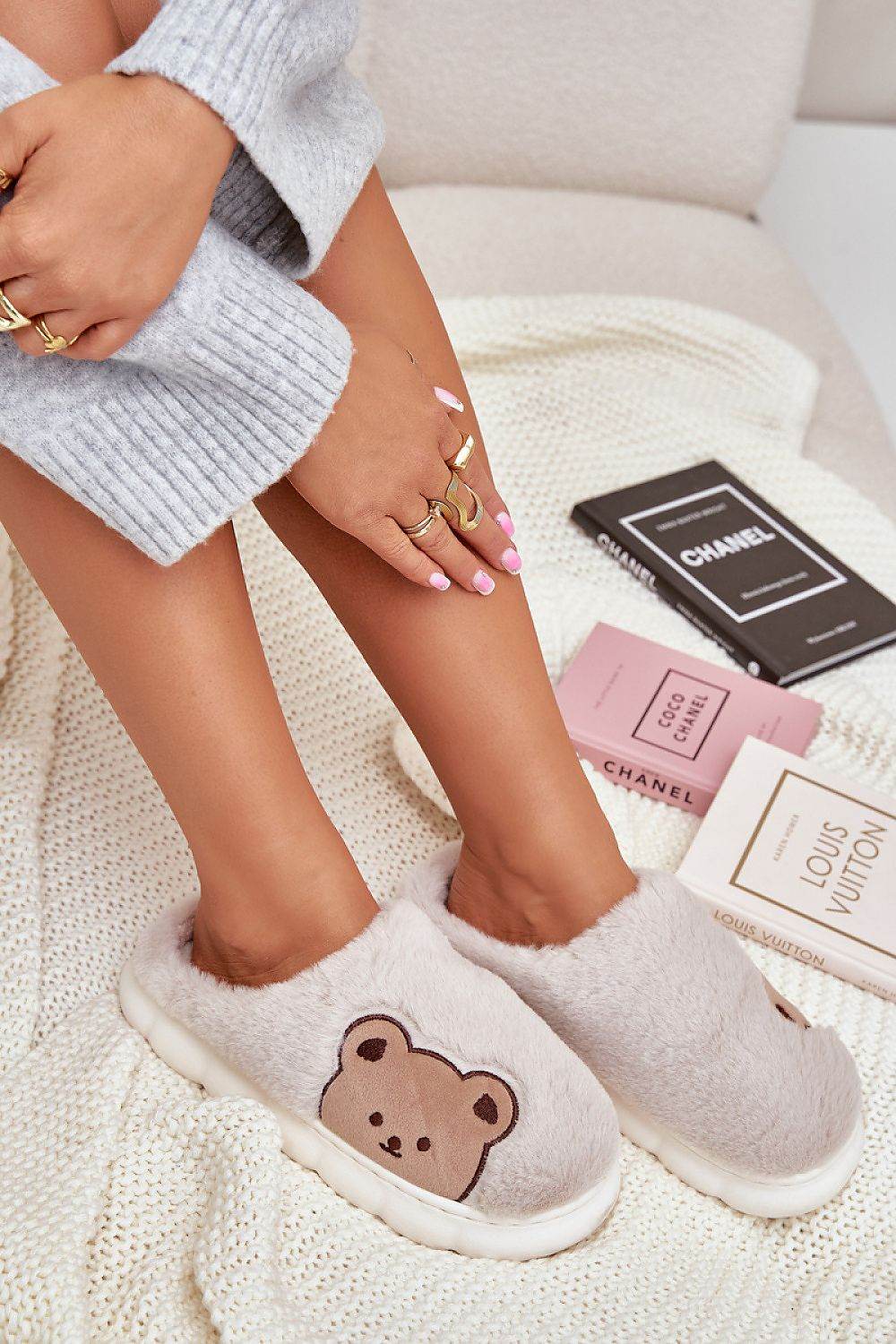 Furry Women's Slippers with Adorable Teddy Bears - INDIEZ COUTURE