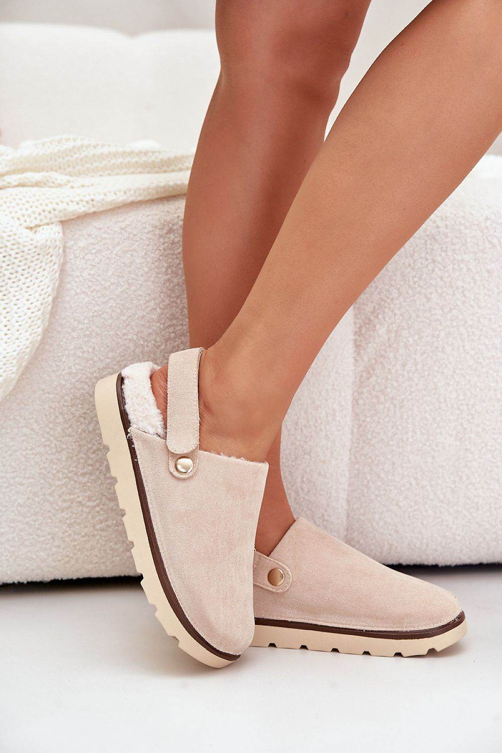 Eco-Suede Platform Slippers with Sheepskin Insulation - INDIEZ COUTURE