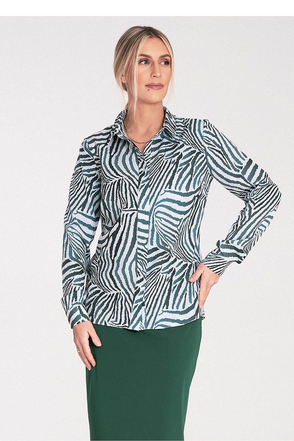 Classic Women's Long Sleeve Shirt with Decorative Snaps - INDIEZ COUTURE