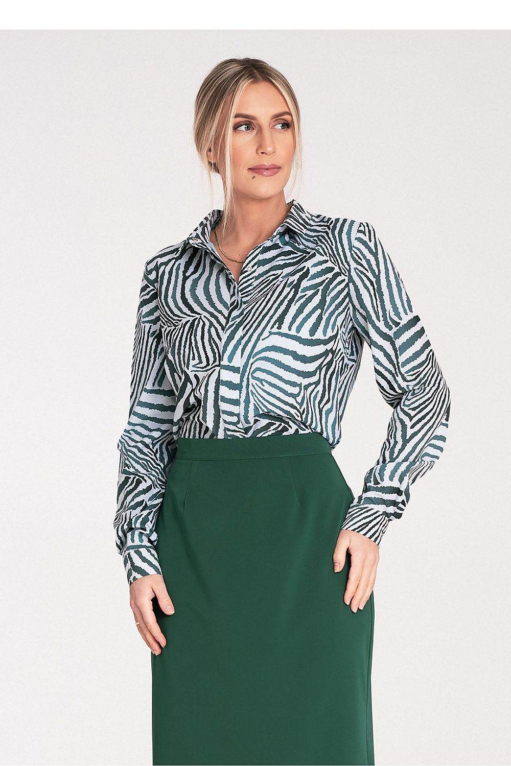 Classic Women's Long Sleeve Shirt with Decorative Snaps - INDIEZ COUTURE