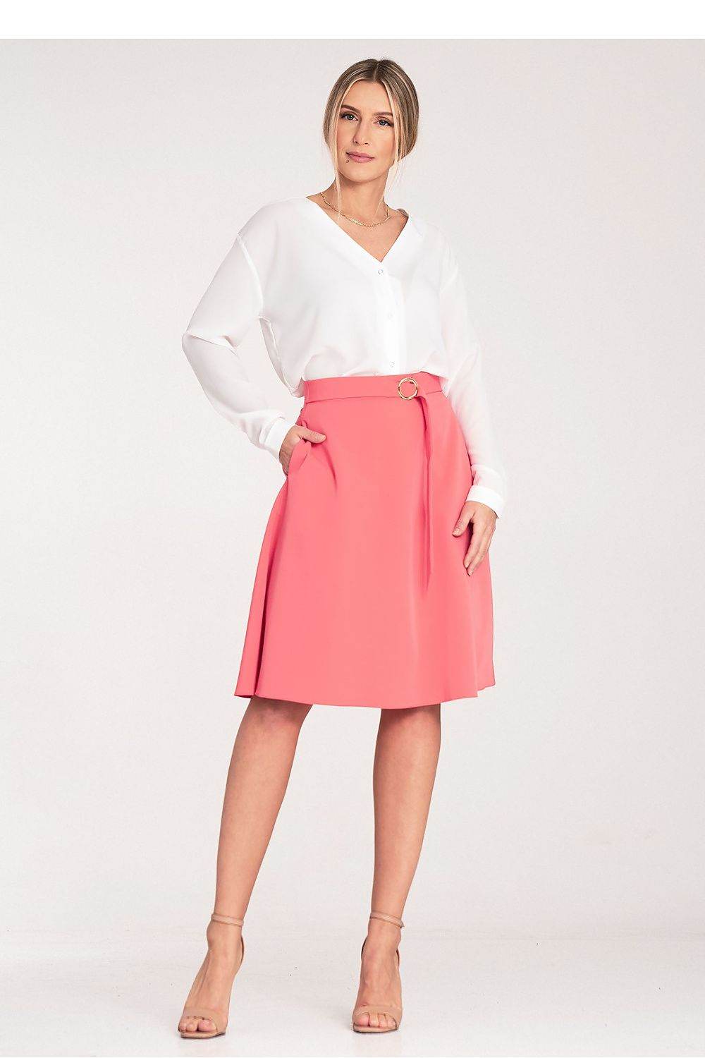 Flared Knee-Length Skirt with Pockets - INDIEZ COUTURE