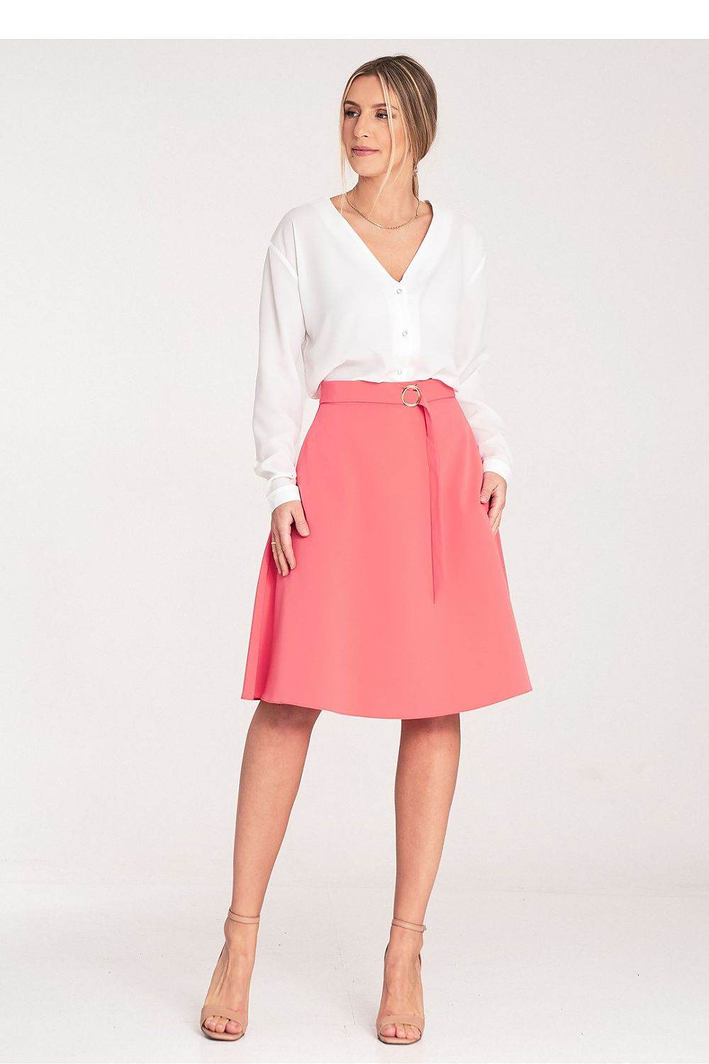 Flared Knee-Length Skirt with Pockets - INDIEZ COUTURE
