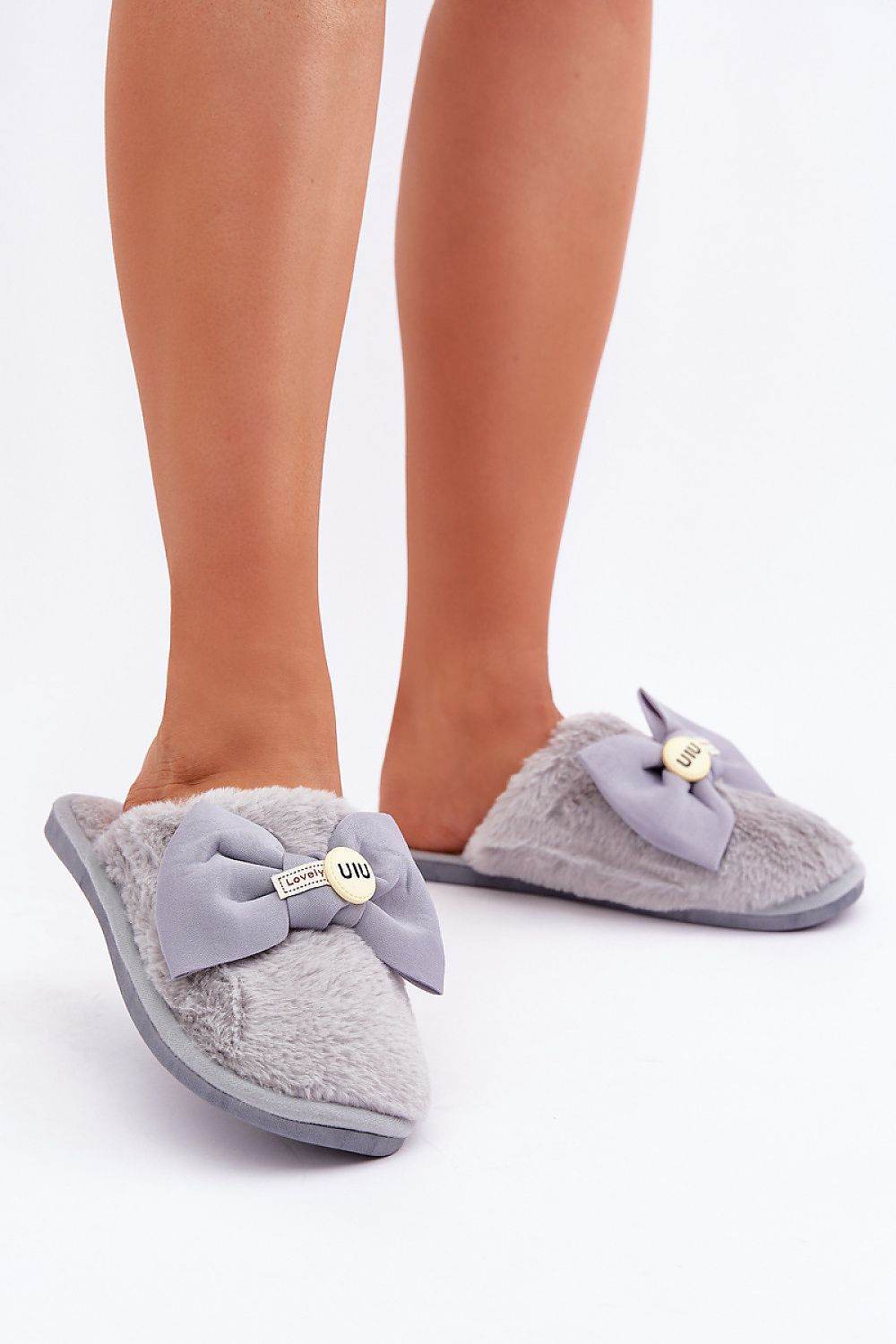Warm Women's Slippers with Soft Fur and Cute Bow - INDIEZ COUTURE