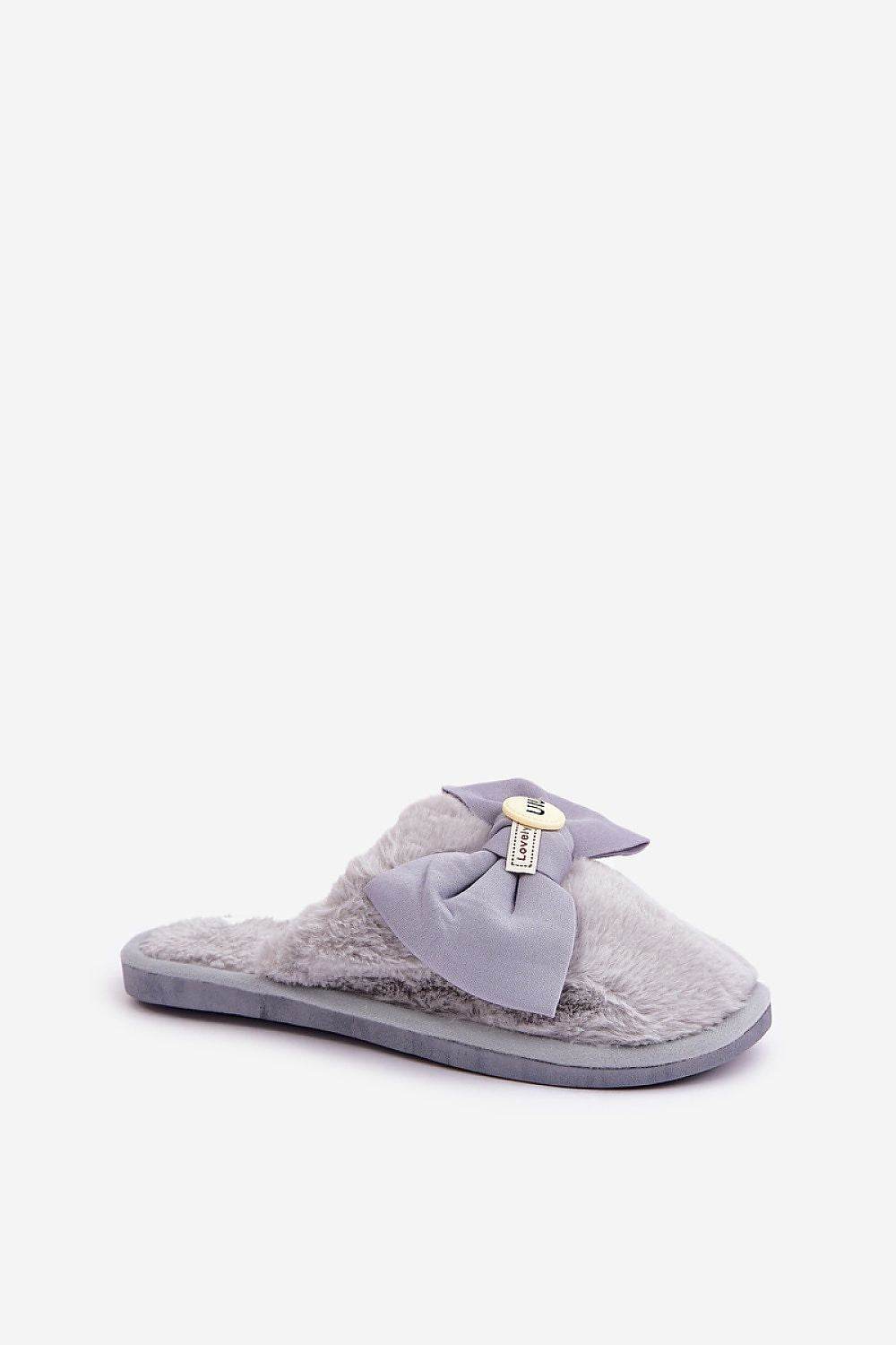 Warm Women's Slippers with Soft Fur and Cute Bow - INDIEZ COUTURE