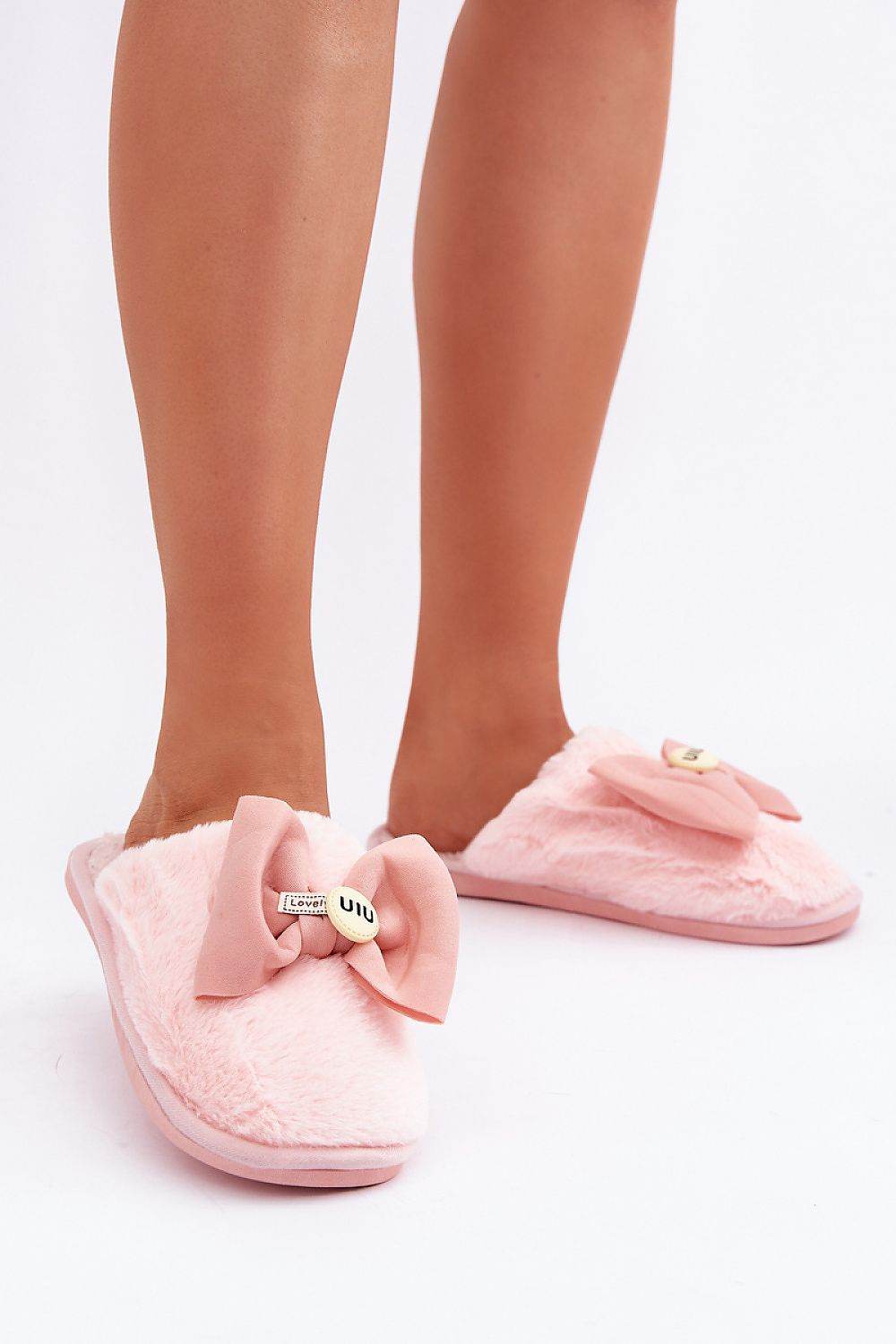 Warm Women's Slippers with Soft Fur and Cute Bow - INDIEZ COUTURE