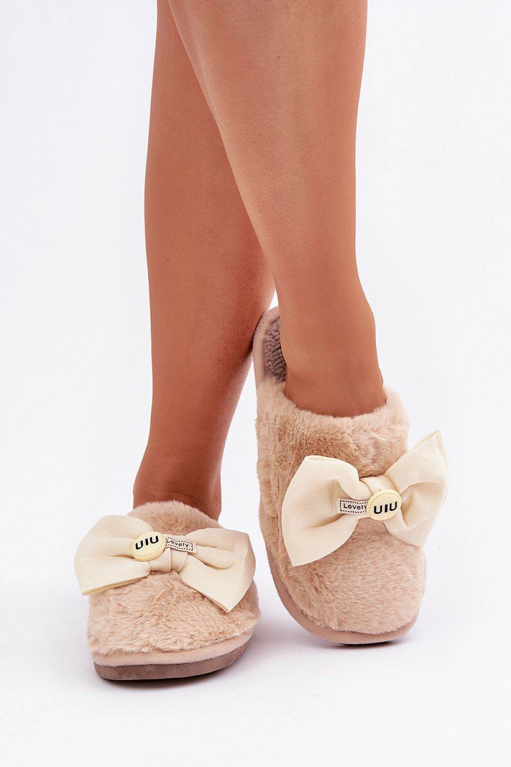 Warm Women's Slippers with Soft Fur and Cute Bow - INDIEZ COUTURE