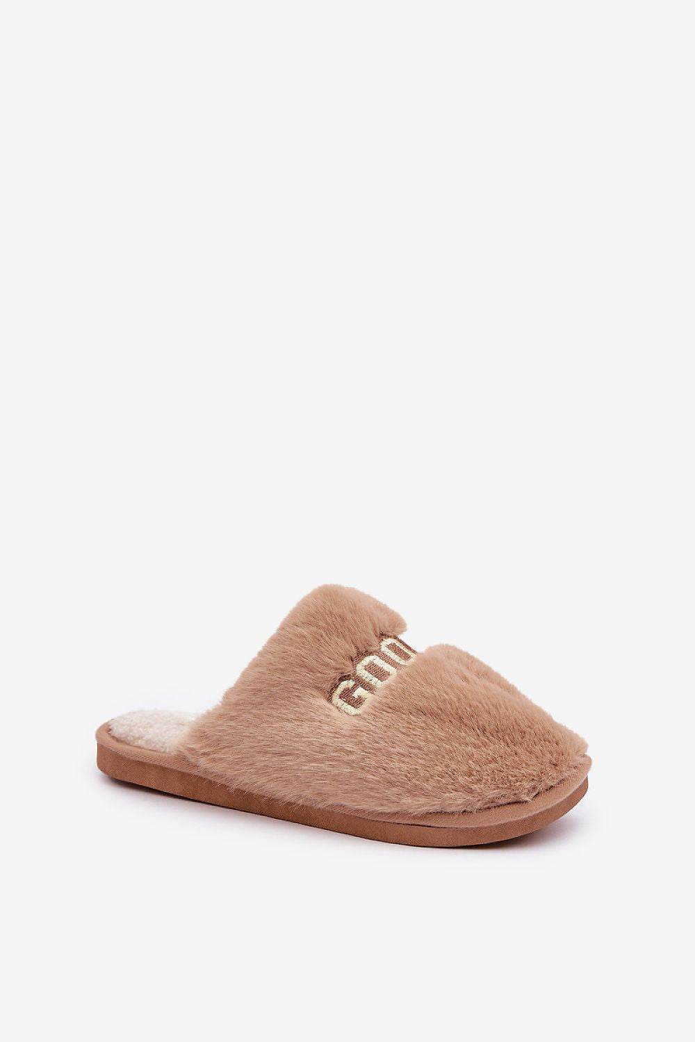 Soft Fur Slippers with Stylish Inscription - INDIEZ COUTURE
