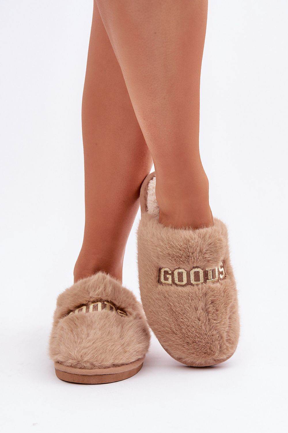Soft Fur Slippers with Stylish Inscription - INDIEZ COUTURE