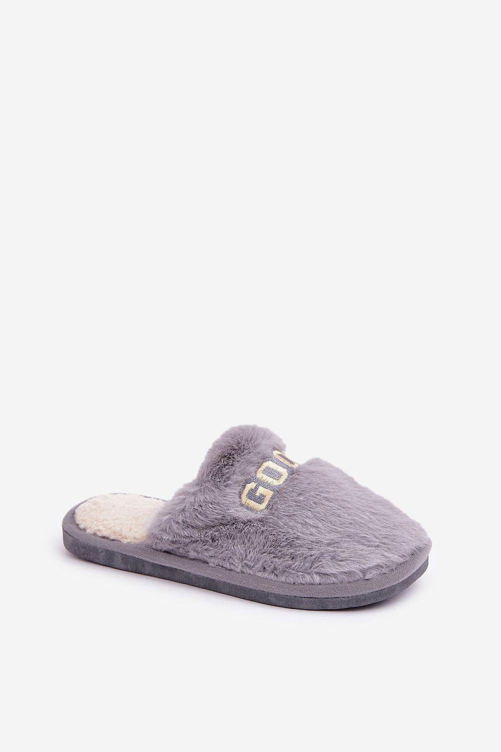 Soft Fur Slippers with Stylish Inscription - INDIEZ COUTURE