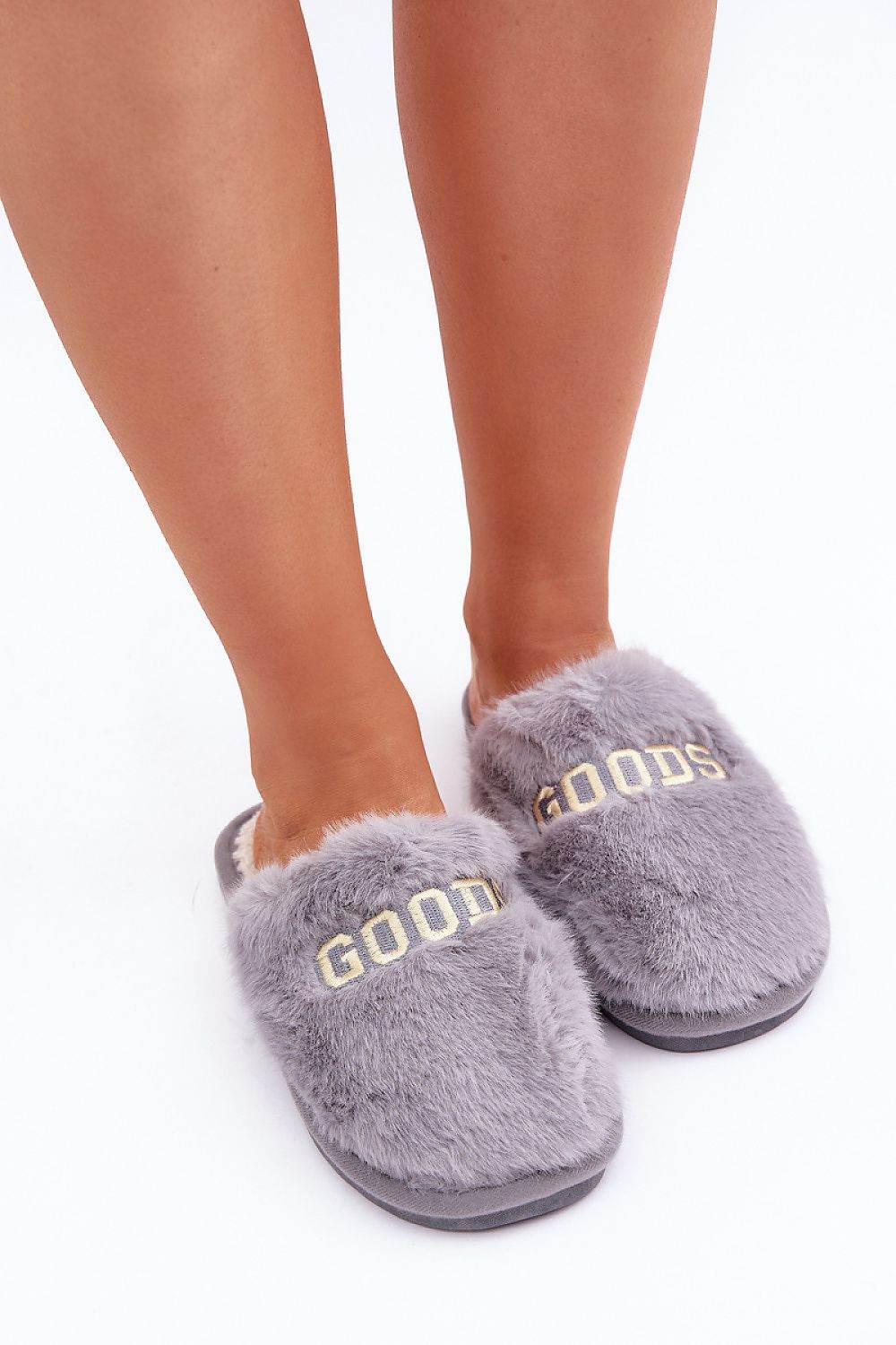 Soft Fur Slippers with Stylish Inscription - INDIEZ COUTURE