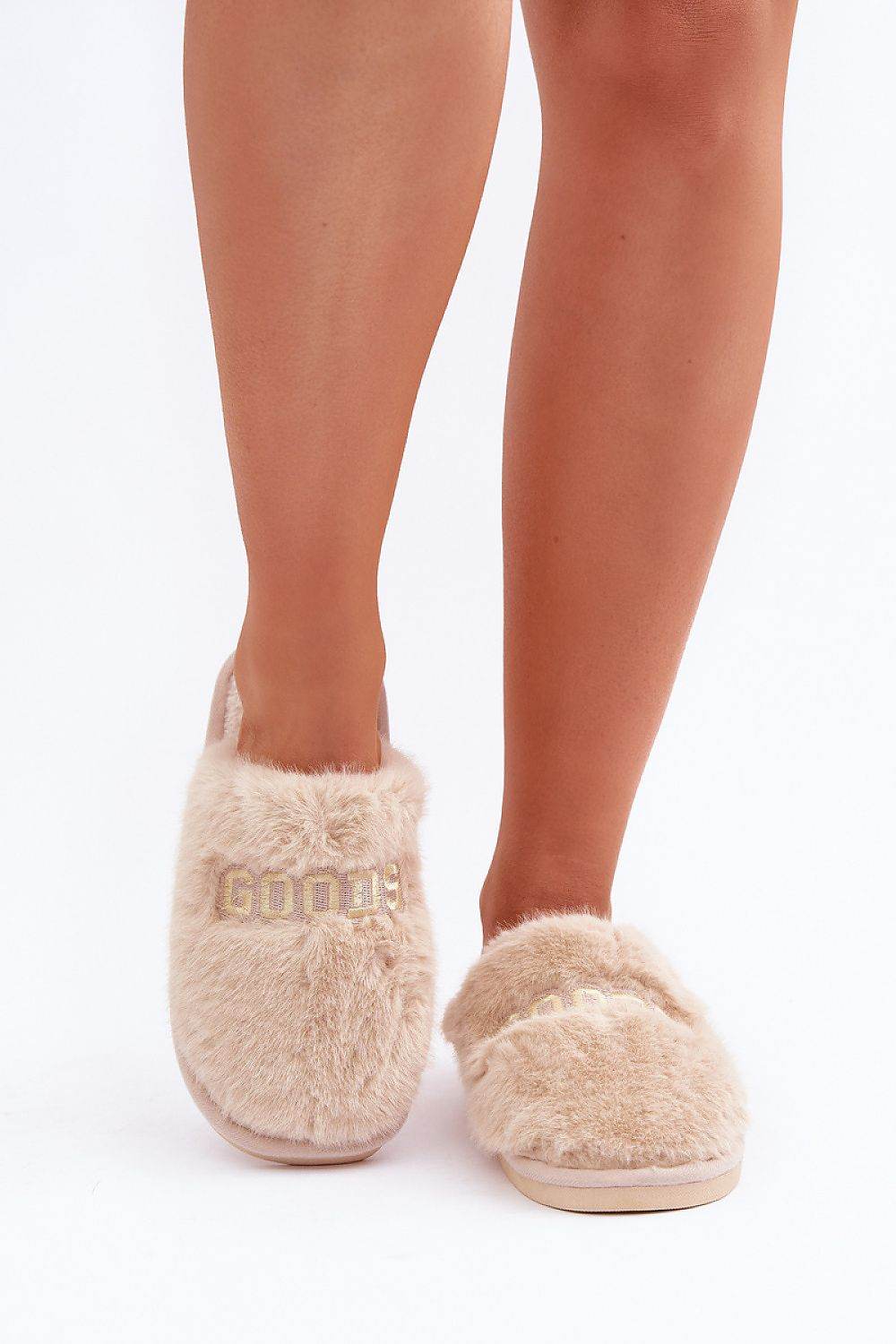 Soft Fur Slippers with Stylish Inscription - INDIEZ COUTURE