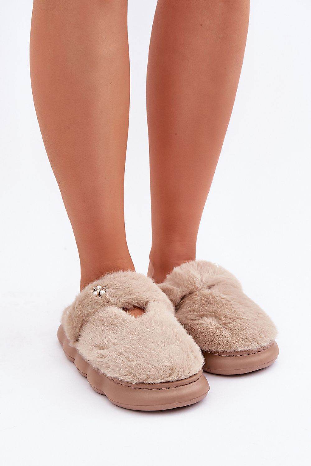 Elegant Fur Slippers with Stabilizing Strap - INDIEZ COUTURE