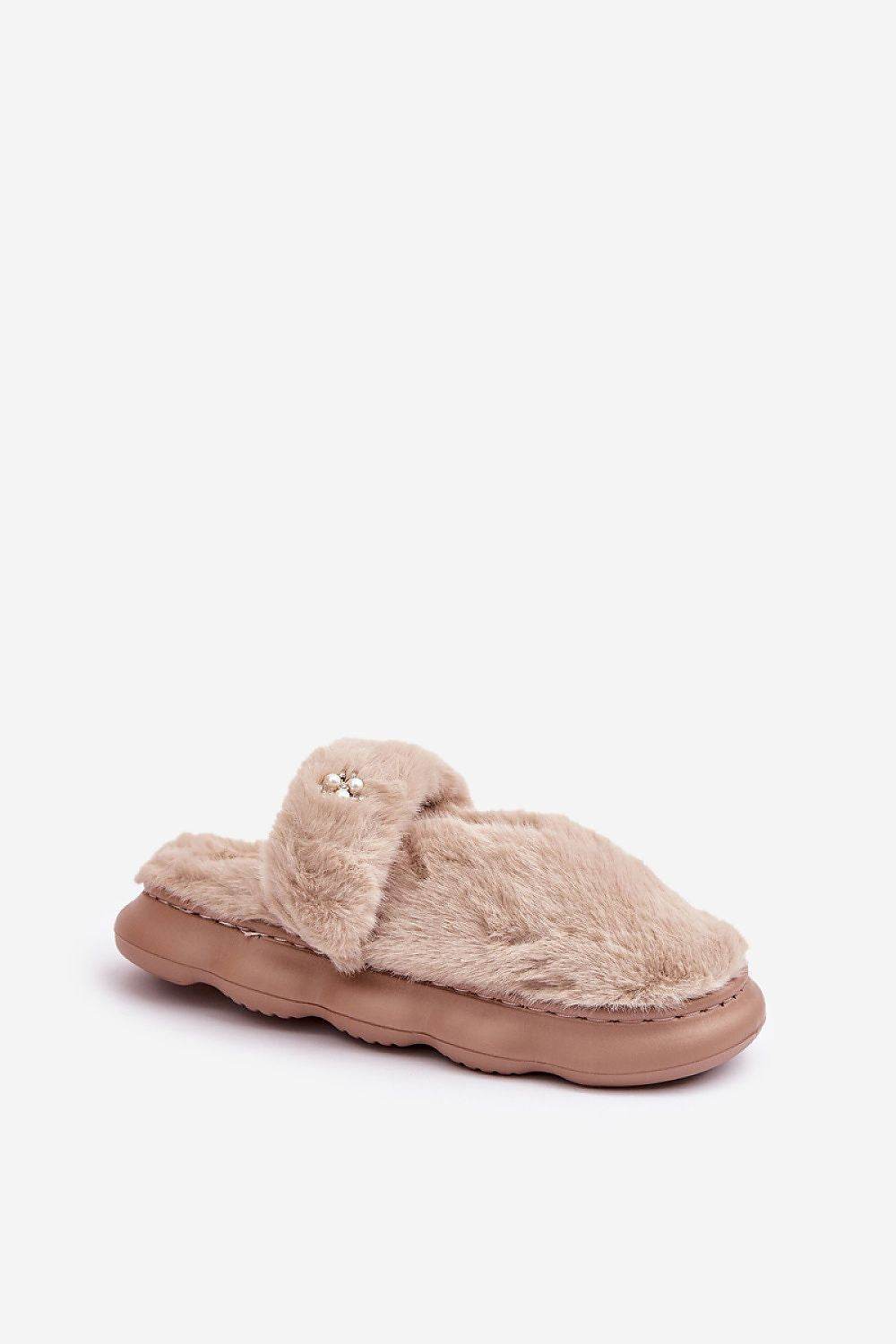 Elegant Fur Slippers with Stabilizing Strap - INDIEZ COUTURE