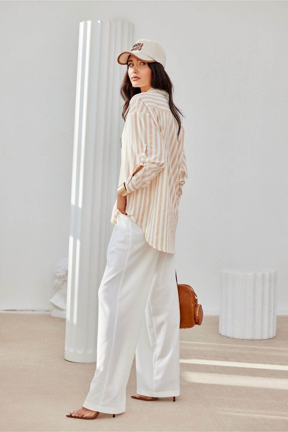 Oversized Asymmetrical Shirt with Long Sleeves and Decorative Buttoned Cuffs - INDIEZ COUTURE