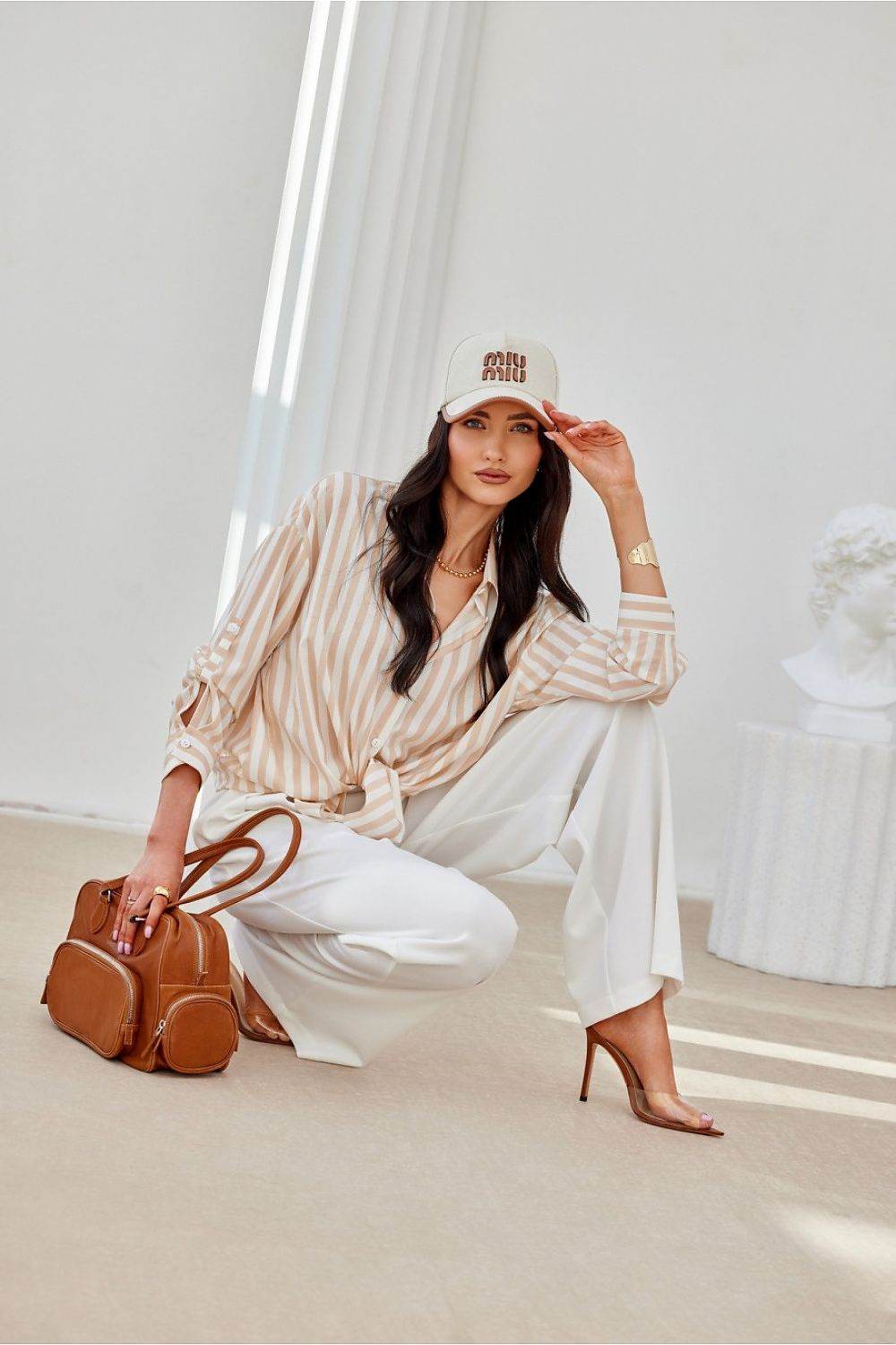 Oversized Asymmetrical Shirt with Long Sleeves and Decorative Buttoned Cuffs - INDIEZ COUTURE