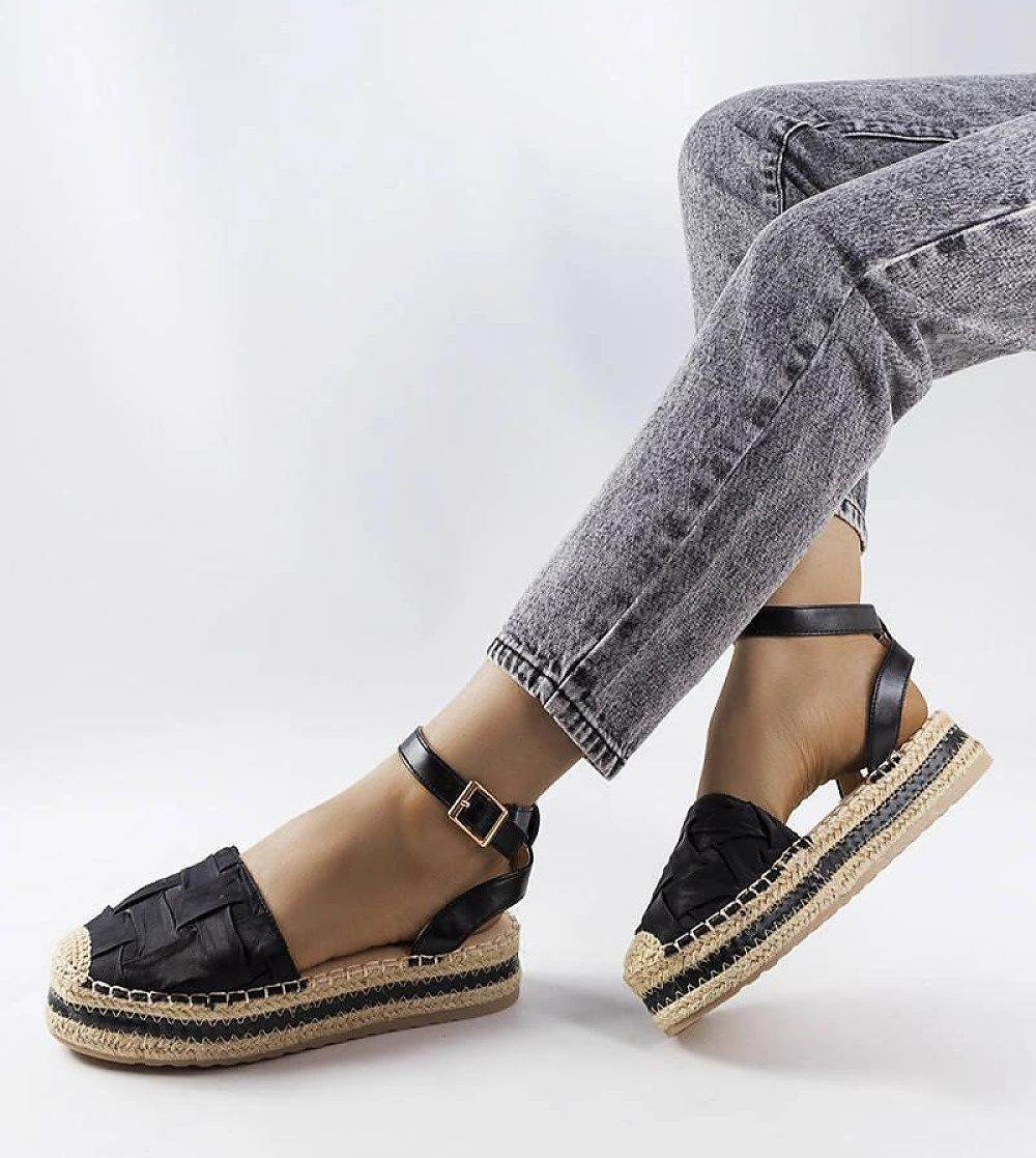 Stylish Black Platform Espadrilles with Eco-Friendly Leather and Easy Buckle Fastening - INDIEZ COUTURE