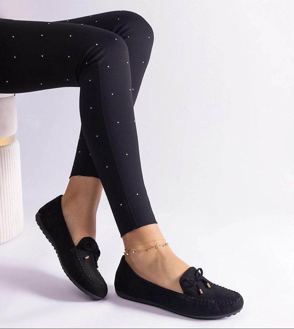Elegant Black Moccasins with Bow Design - INDIEZ COUTURE