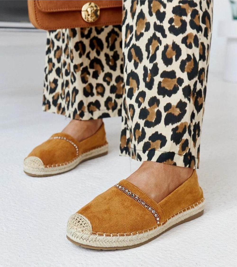 Comfortable Orange Espadrilles with Abia Zirconia and Rubber Sole - INDIEZ COUTURE