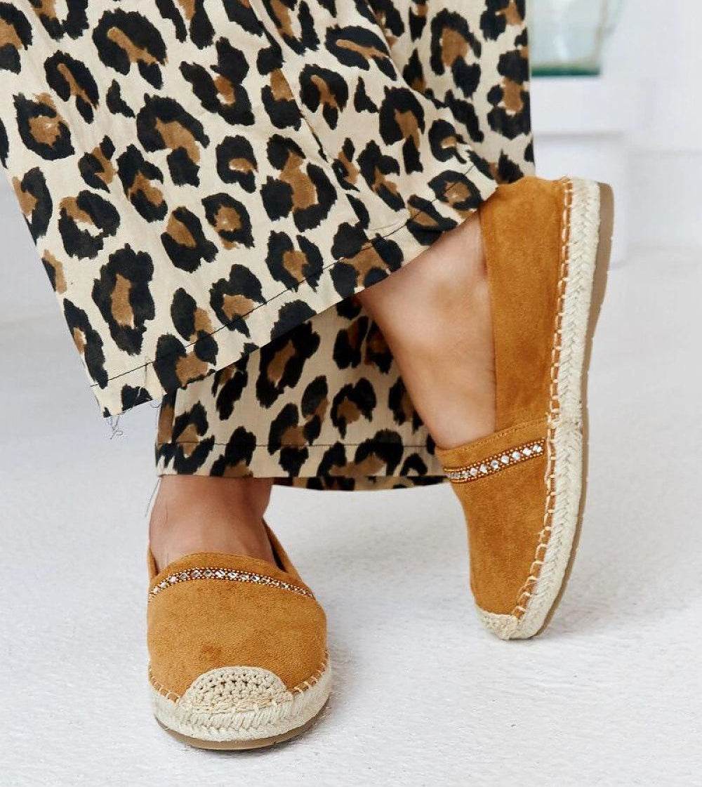 Comfortable Orange Espadrilles with Abia Zirconia and Rubber Sole - INDIEZ COUTURE