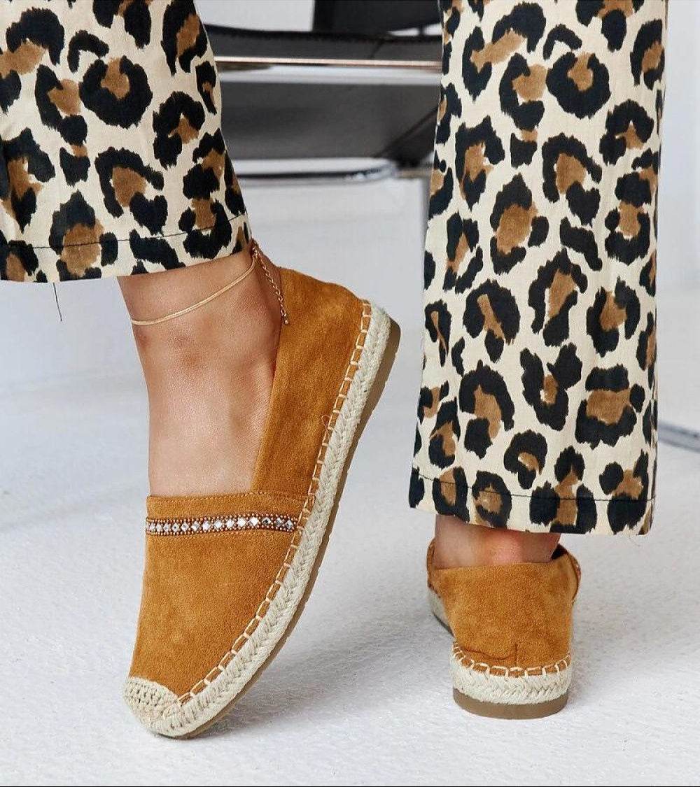 Comfortable Orange Espadrilles with Abia Zirconia and Rubber Sole - INDIEZ COUTURE