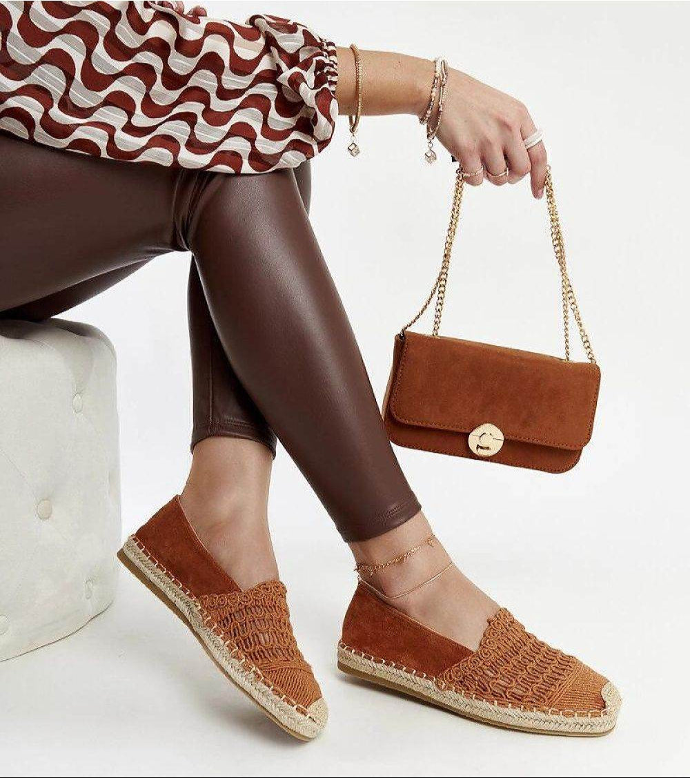 Comfortable Brown Openwork Espadrilles with Beige Rubber Sole - INDIEZ COUTURE