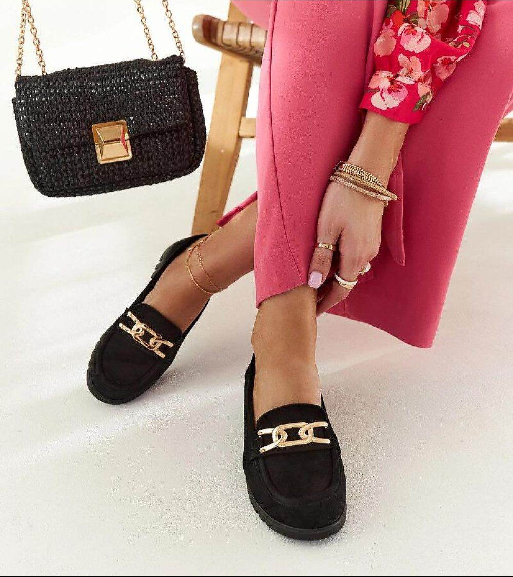 Elegant Black Suede Moccasins with Buckle Detail - INDIEZ COUTURE