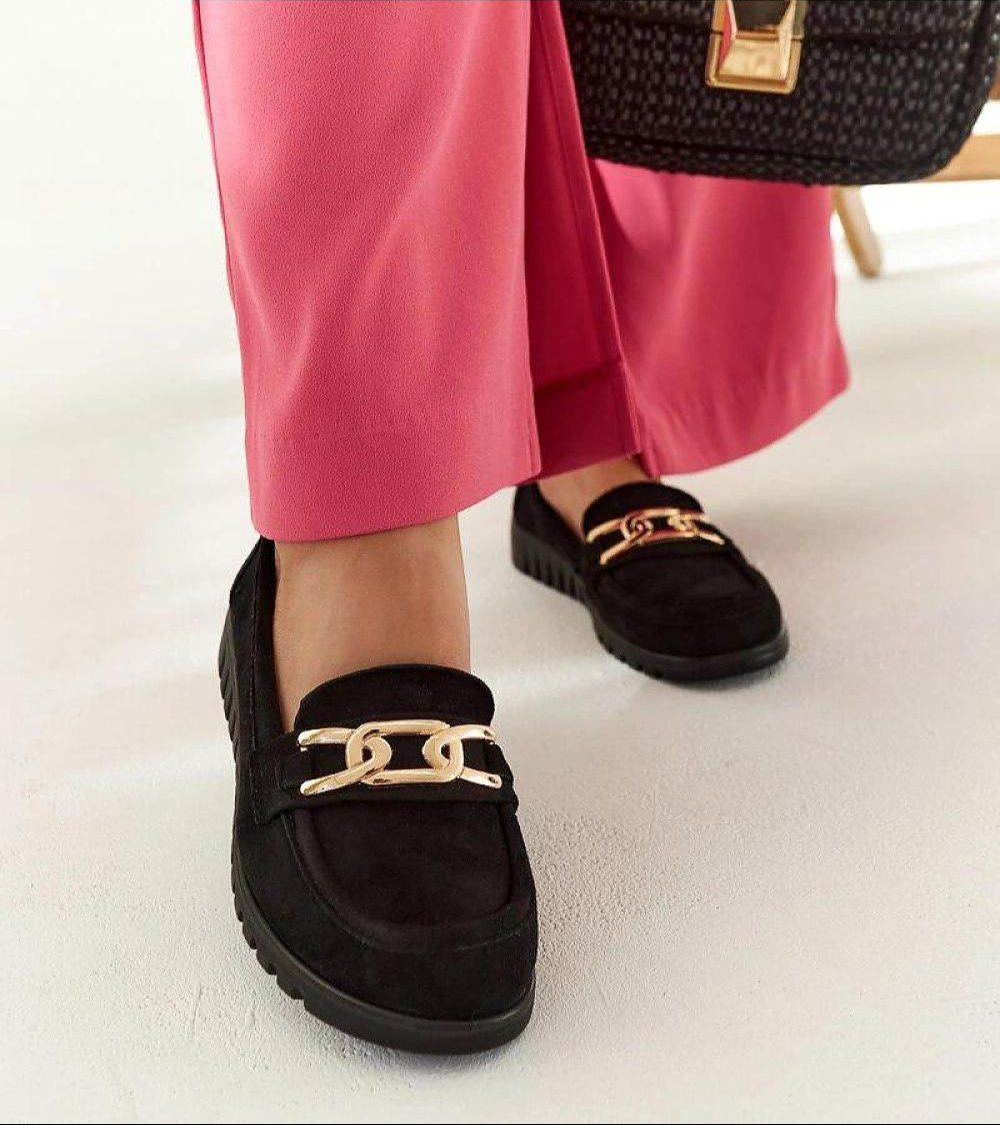 Elegant Black Suede Moccasins with Buckle Detail - INDIEZ COUTURE