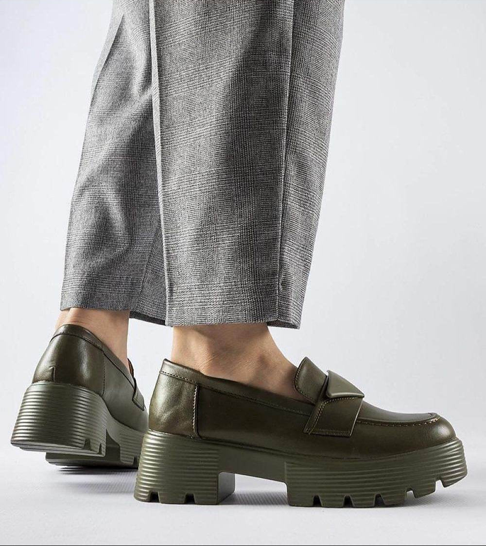 Stylish Slip-On Loafers with Green Sole - INDIEZ COUTURE