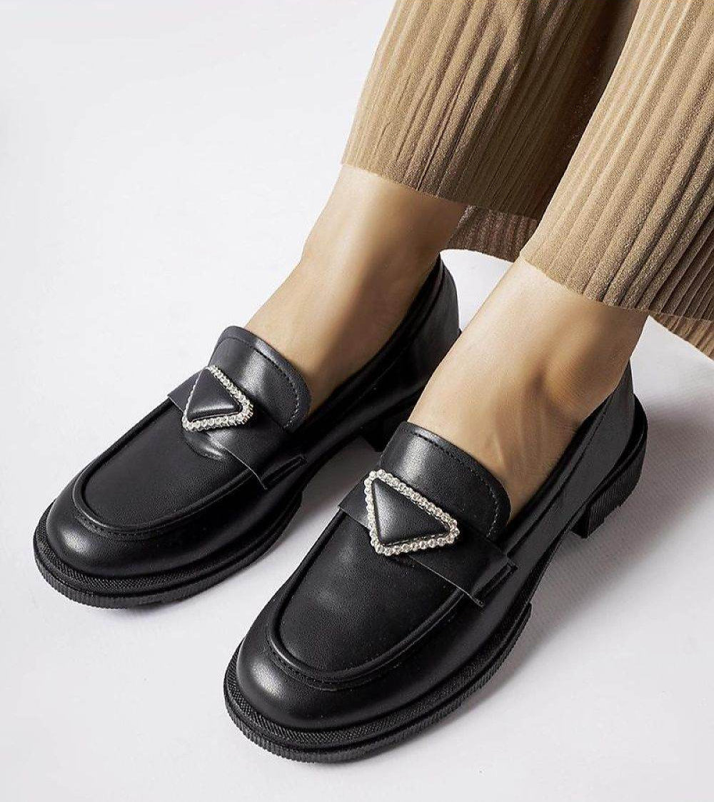 Black Marsilius Moccasins with Elegant Zircons - INDIEZ COUTURE