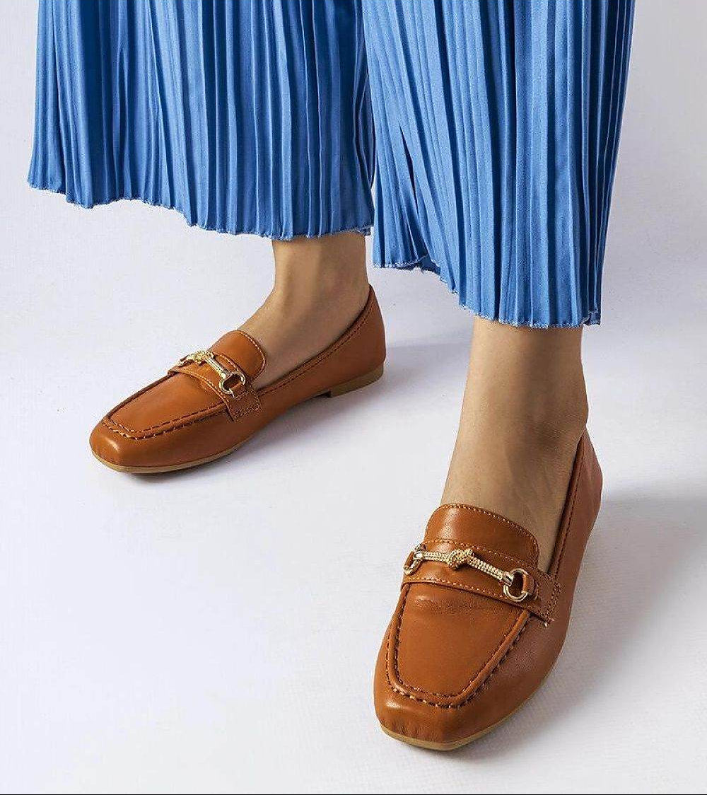 Brown Decorative Moccasins with Comfortable Sole - INDIEZ COUTURE