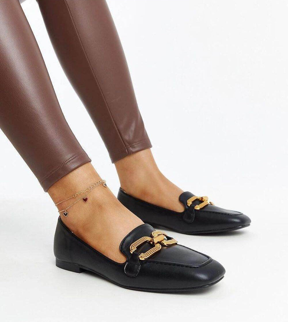 Elegant Black Moccasins with Buckle Detail - INDIEZ COUTURE