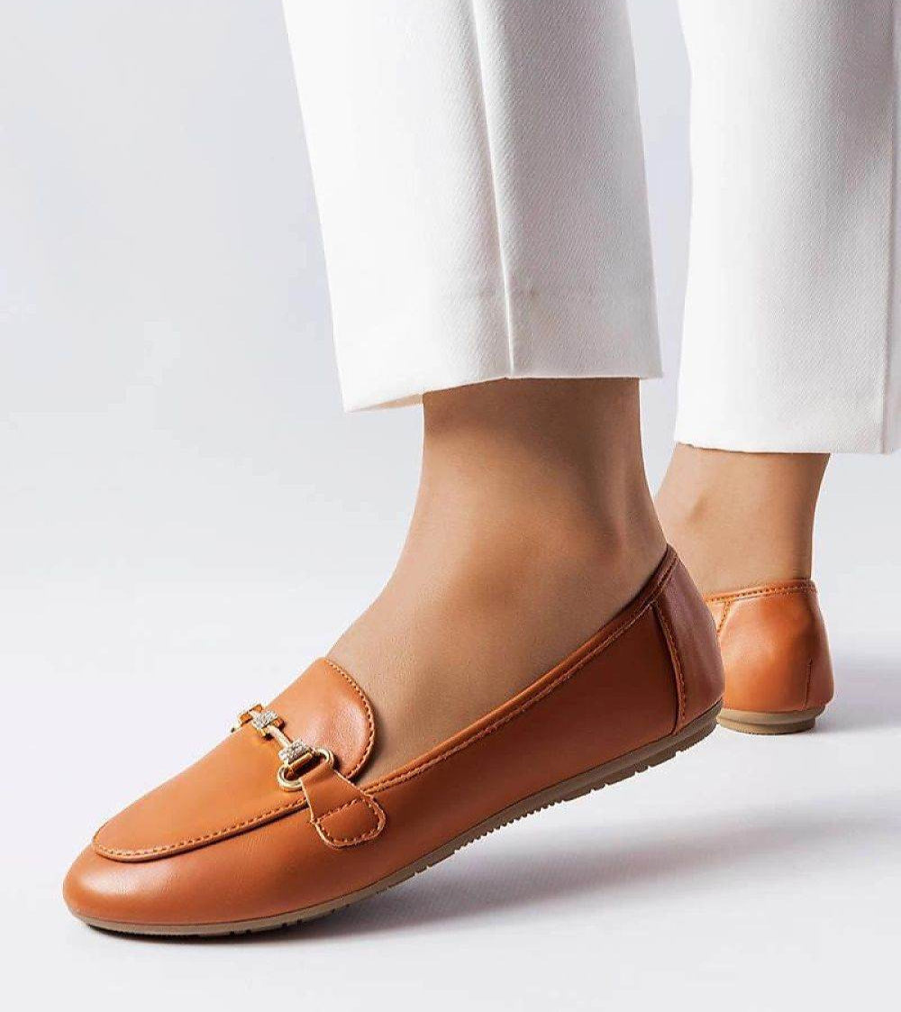 Brown Decorative Moccasins with Elegant Stitching - INDIEZ COUTURE