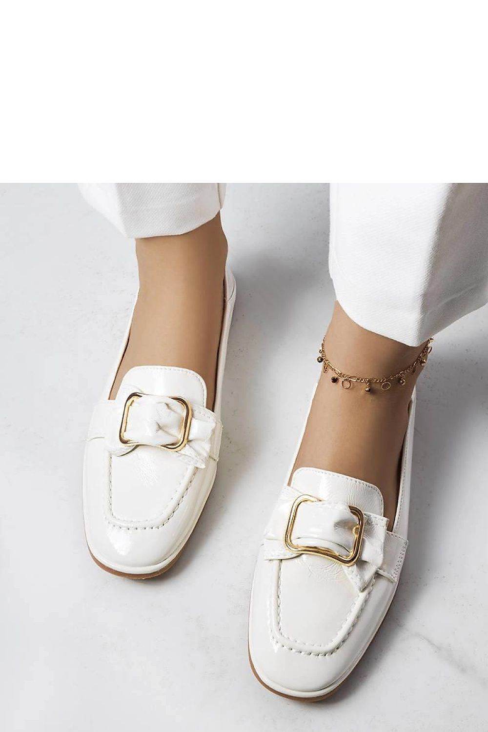 White Patent Moccasins with Buckle Detail - INDIEZ COUTURE