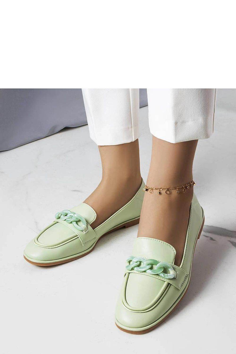 Green Moccasins with Chain Detail for Women - INDIEZ COUTURE
