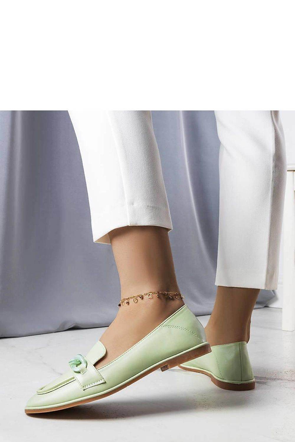 Green Moccasins with Chain Detail for Women - INDIEZ COUTURE