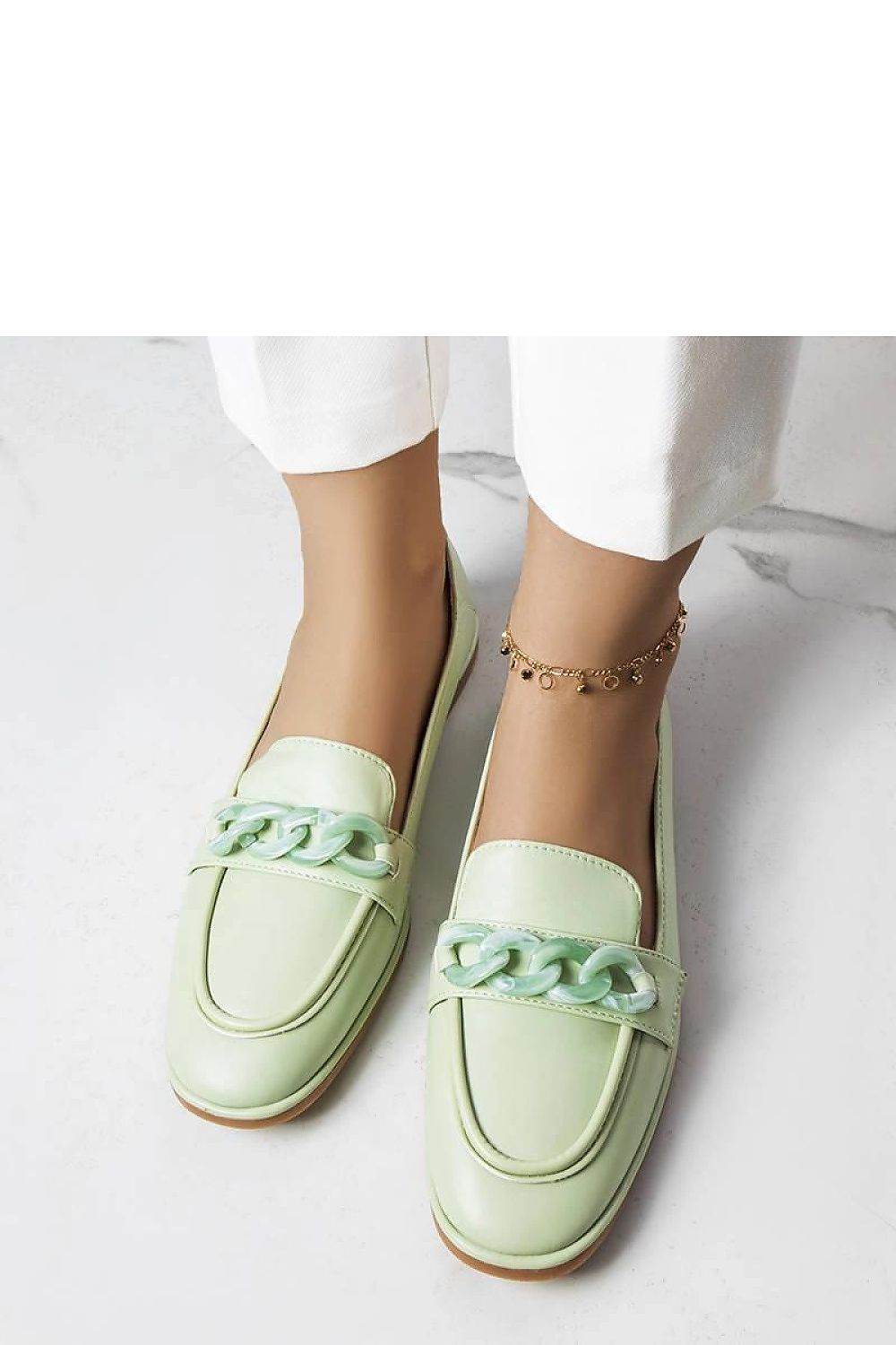 Green Moccasins with Chain Detail for Women - INDIEZ COUTURE
