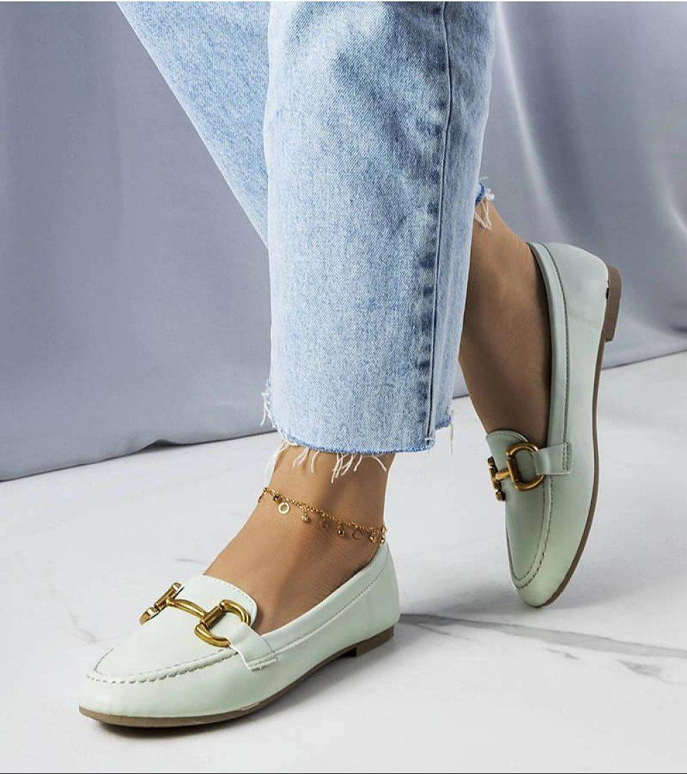 Elegant Green Moccasins with Gold Decoration - INDIEZ COUTURE