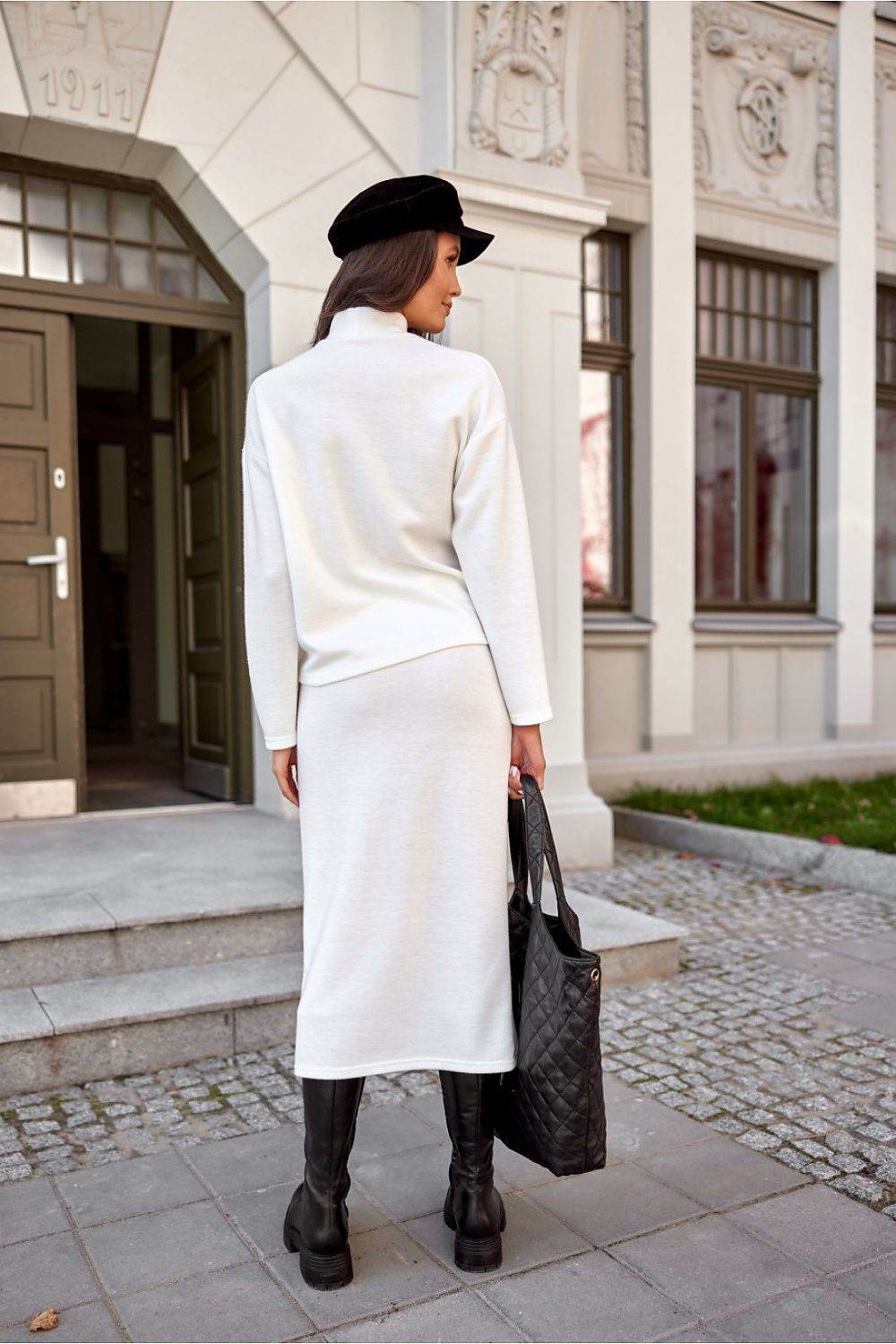 Warm Knitted Midi Skirt with Elegant Cut - INDIEZ COUTURE