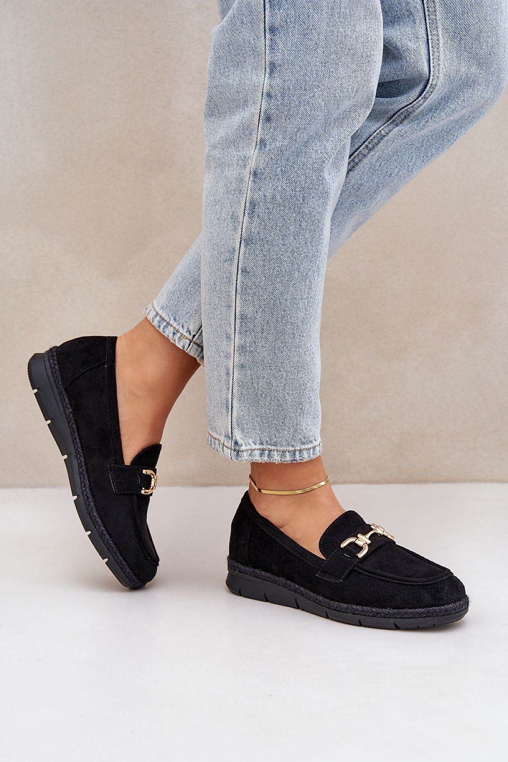 Women's Eco Suede Moccasins with Elegant Golden Detail - INDIEZ COUTURE