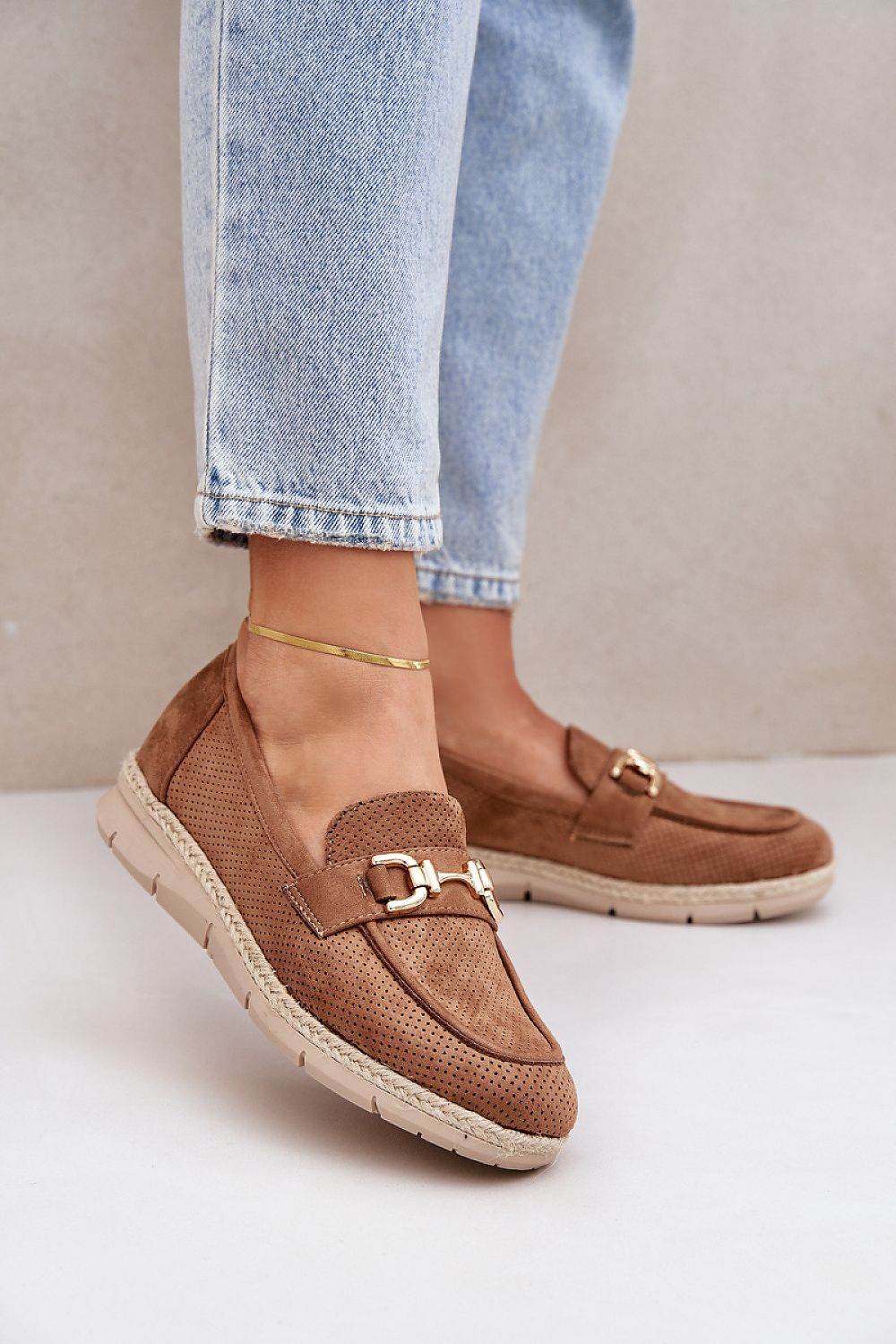 Women's Eco Suede Moccasins with Elegant Golden Detail - INDIEZ COUTURE
