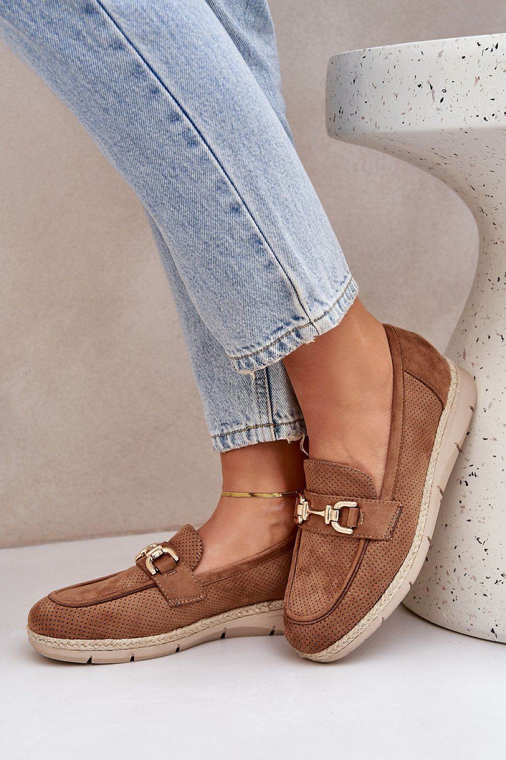 Women's Eco Suede Moccasins with Elegant Golden Detail - INDIEZ COUTURE