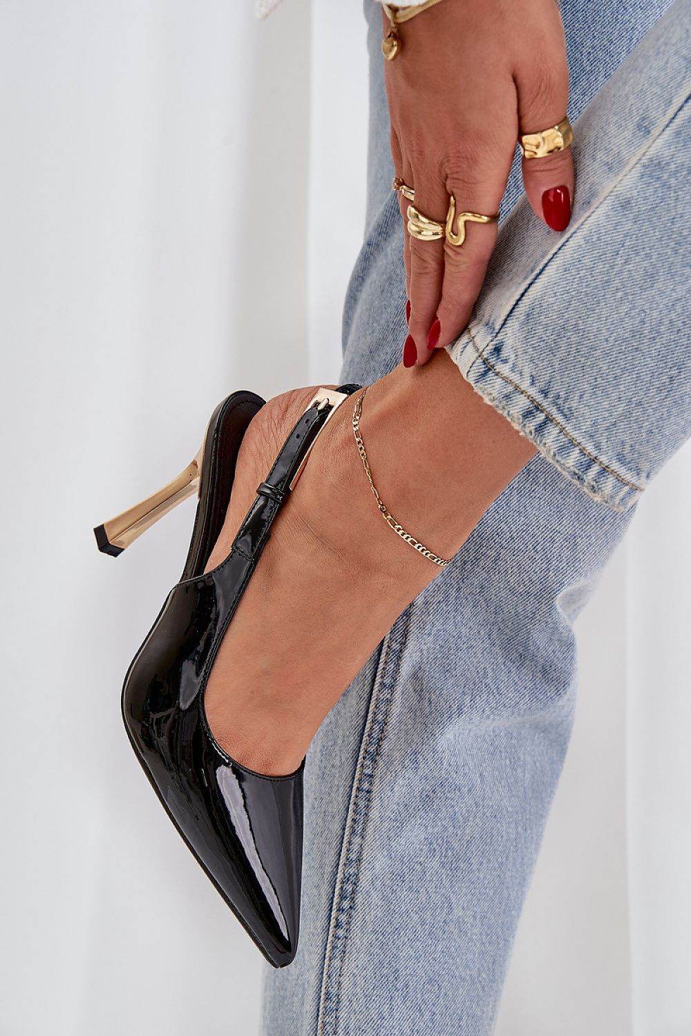 Elegant Open Heel Pumps with Adjustable Strap - INDIEZ COUTURE