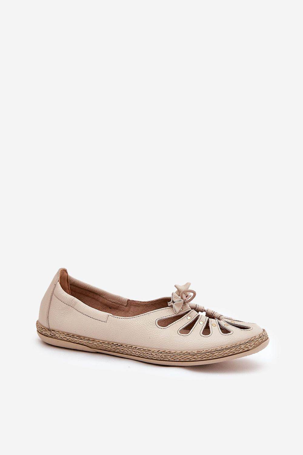 Elegant Leather Ballet Flats with Cut-Out Design - INDIEZ COUTURE