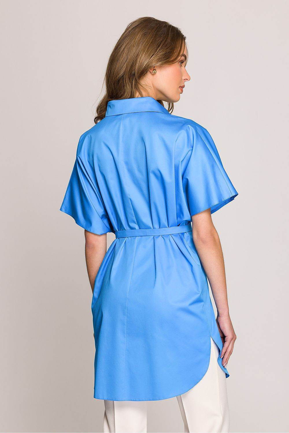 Lightweight Cotton Short Sleeve Shirt Tunic with Oversized Cut - INDIEZ COUTURE