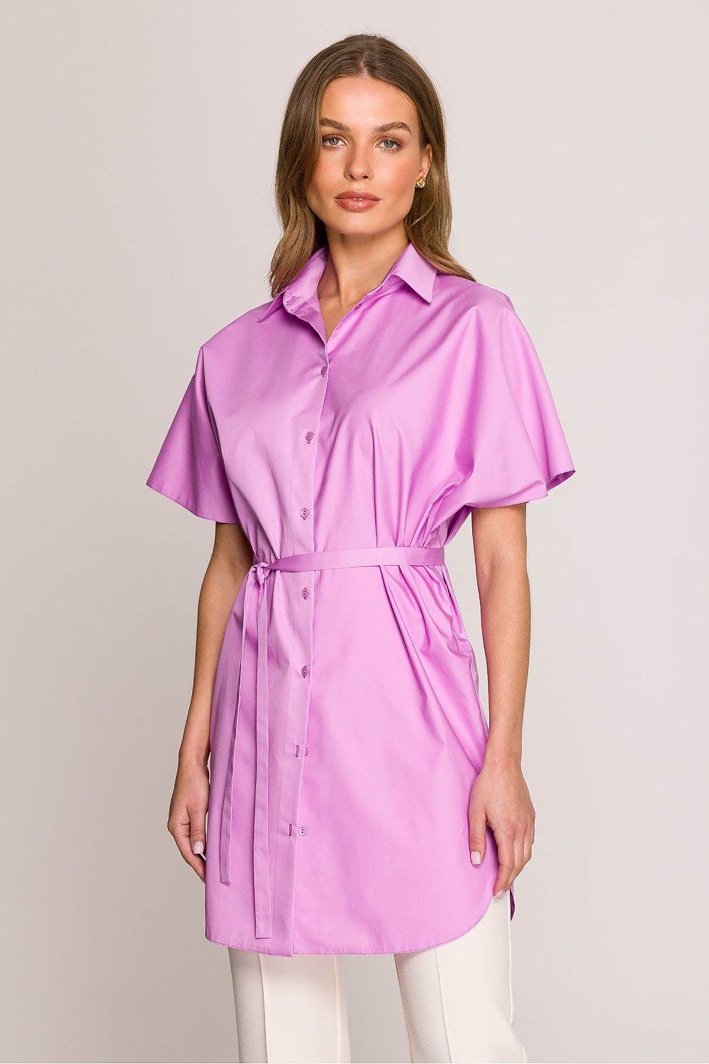 Lightweight Cotton Short Sleeve Shirt Tunic with Oversized Cut - INDIEZ COUTURE