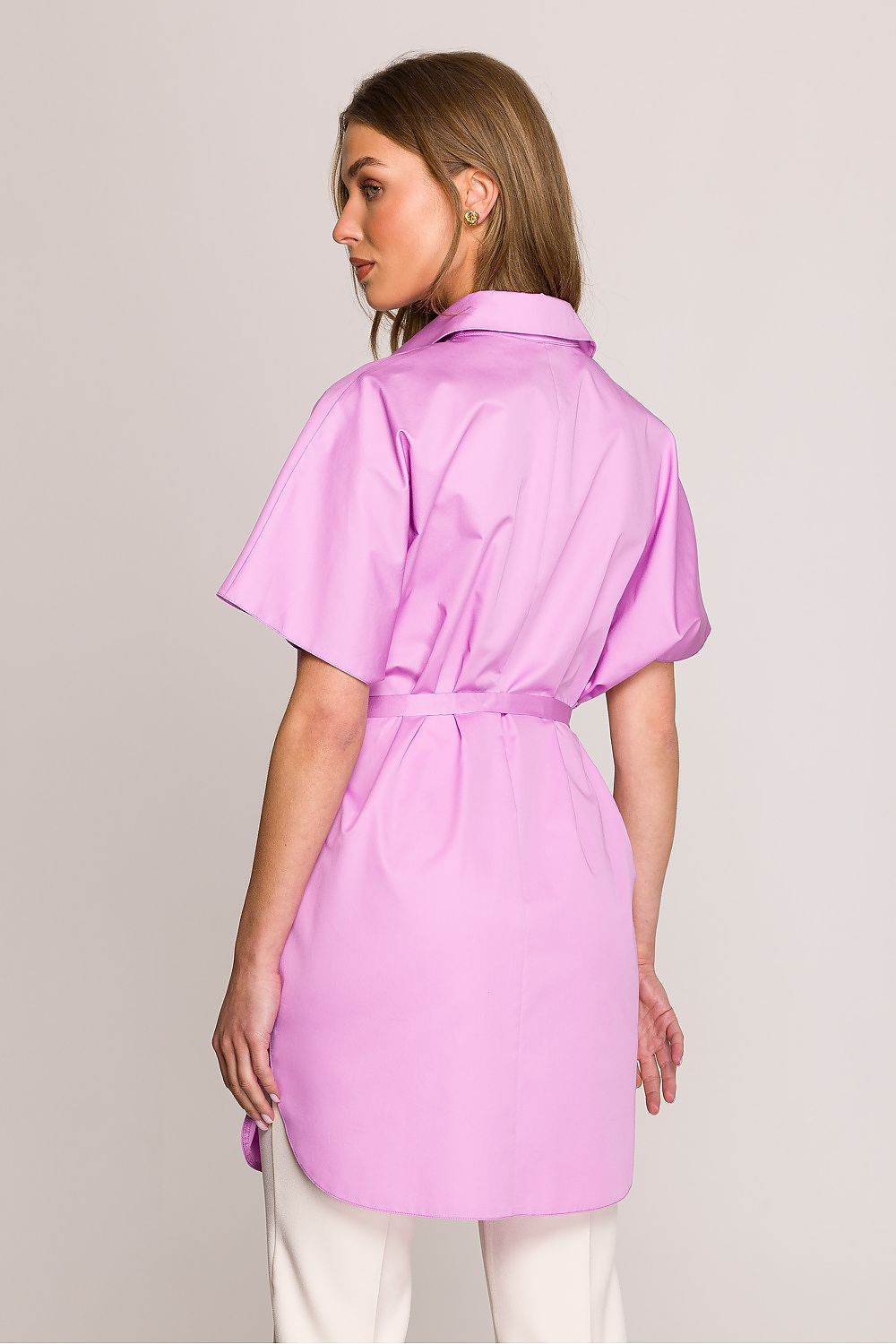 Lightweight Cotton Short Sleeve Shirt Tunic with Oversized Cut - INDIEZ COUTURE